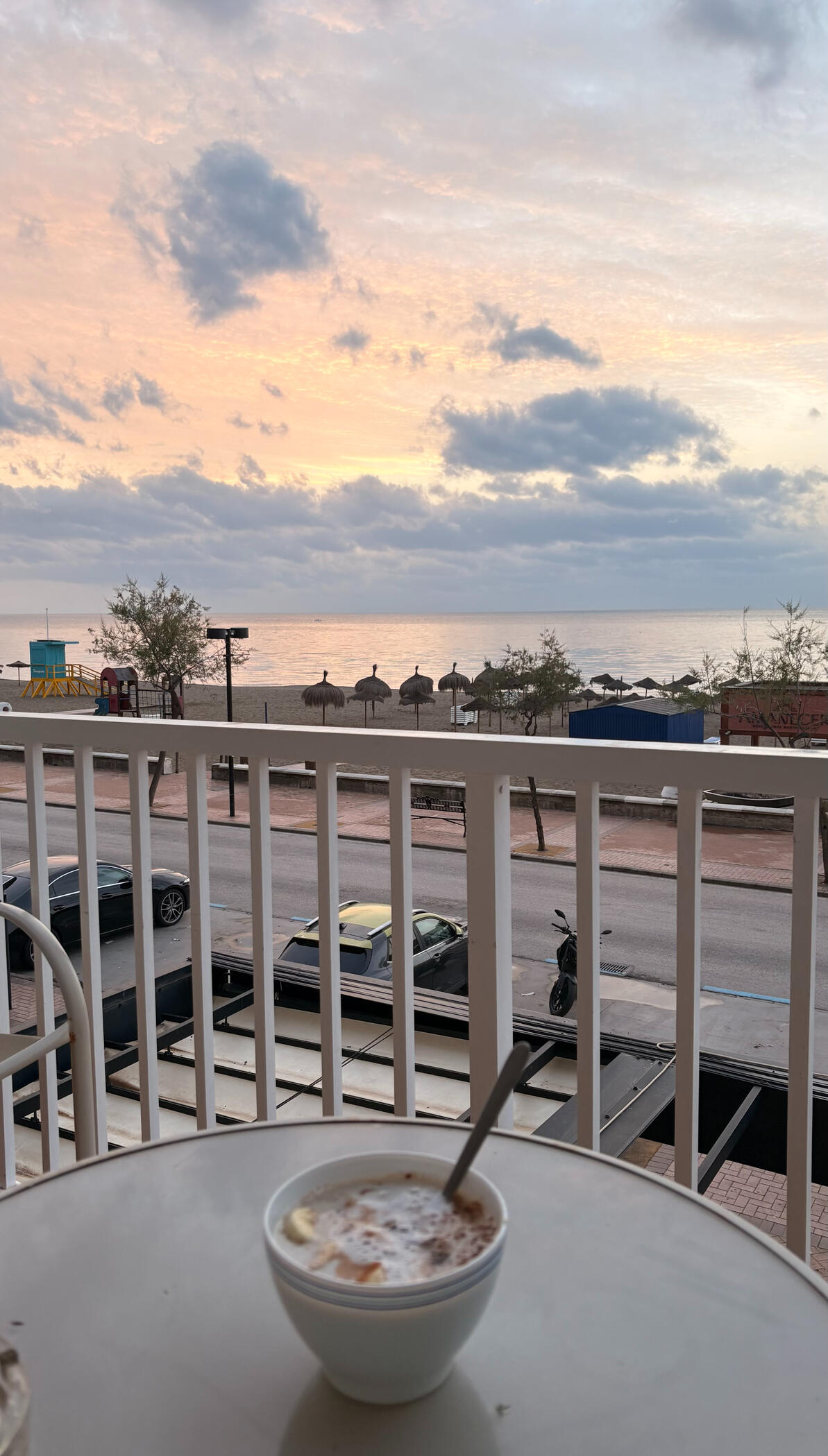 Breakfast bowl on balcony, Fuengirola Spain Breakfast bowl on balcony, Fuengirola Spain